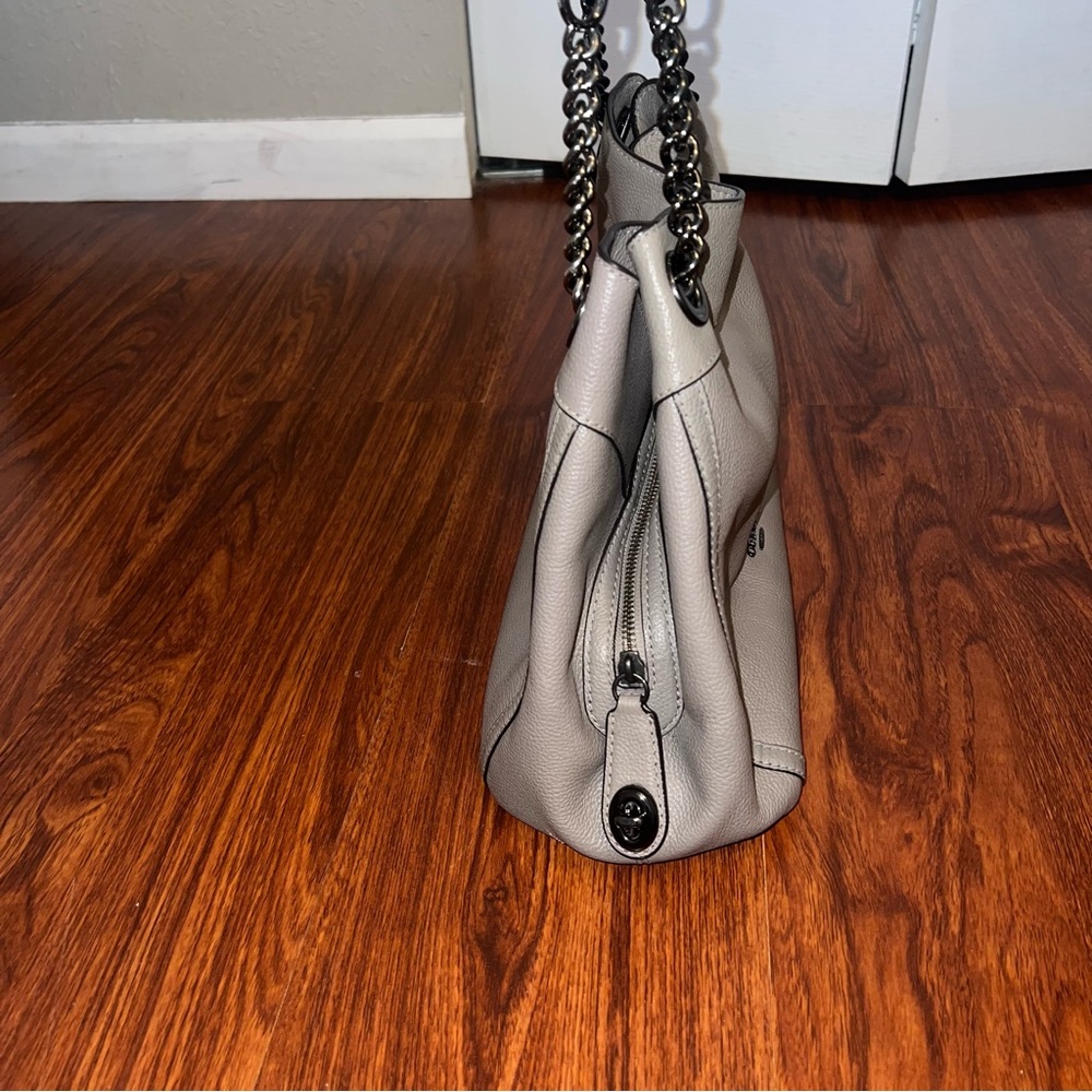 Coach Turnlock Edie Leather Shoulder Bag in Gray - Picture 8 of 13